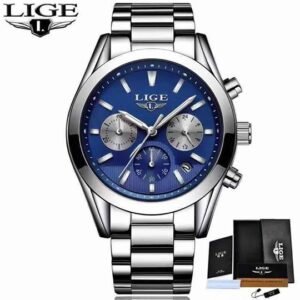 LIGE 9872 Luxury Fashion Business Quartz Waterproof Chronograph Sport Watch