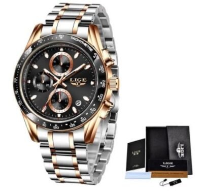 LIGE LG8931 Men Watch LIGE Casual Sport Watches For Men Stainless Steel Wrist Watch Man Clock Fashion Moon Phase Wristwatch