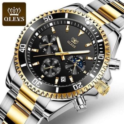 OLEVS Mens Watches Chronograph Stainless Steel Waterproof Date Analog Quartz Fashion Business Wrist Watches For Men-02