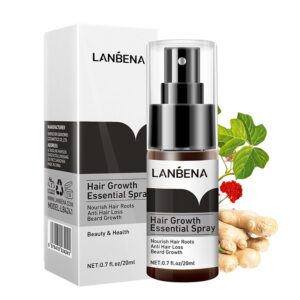 LAnbena Hair Growth Spary+Oil Natural Hair Growth Serum Ginger Essential Oil Hair Growth Oil Anti Hair Loss Essence Hair Thinning Treatment Healthy Strong Thick Hair Treats Baldness Weak Brittle Thinning Hair