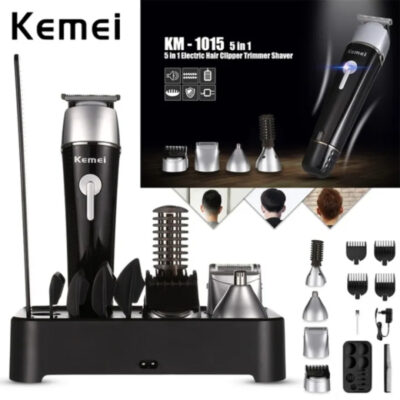 Kemei KM - 1015 5 in 1 Electric Washable Nose Ear Body Hair Trimmer