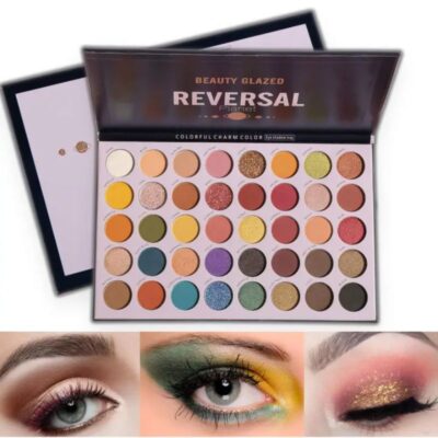 Beauty Glazed Reversal Planet Eyeshadow Palette, High Pigmented 40 Colors Natural Makeup Pallets Easy to Blend Shades Metallic Matte Glitter Shimmers Eyeshadow Sweatproof and Waterproof Eye Shadow 1