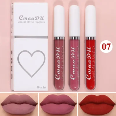 3Pcs/set Matte Velvet Lip Gloss Waterproof Long-lasting Liquid Lipstick Cosmetic Beauty Keep 24 Hours Makeup 1