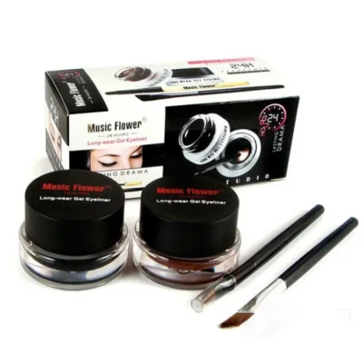 Music Flower Gel Black + Brown 2-color Gel Eyeliner Smudge- Proof & Water Proof Eye Liner 1