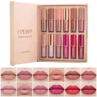 Handaiyan 12 Color Matte Liquid Lipstick Set Long-Lasting Smudge Proof 1