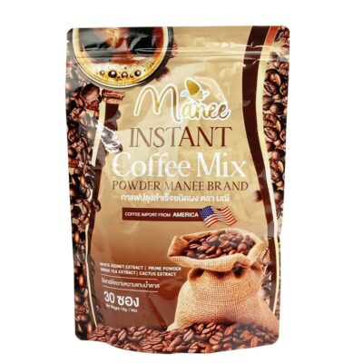 Product details of Manee Instant Coffee Mix Quick and hassle-free coffee preparation. Perfect for a refreshing start to your day or an energy boost anytime. Suitable for home, office, or travel use. Usage Instructions: Empty one sachet (or the required amount) into a cup. Add 150ml of hot water (adjust for preferred strength). Stir well and enjoy your delicious cup of Manee Instant Coffee Mix. Manee Instant Coffee Mix is the perfect blend for coffee lovers who crave a quick yet delicious cup of coffee. Made with premium quality coffee beans, this instant mix delivers a rich, creamy, and aromatic experience in every sip. Whether you’re at home, in the office, or on the go, Manee Instant Coffee Mix ensures your coffee cravings are satisfied instantly. Key Features: Rich Flavor: Expertly blended for a perfect balance of taste and aroma. Instant Preparation: Just add hot water and enjoy your coffee in seconds. Premium Quality: Made from carefully selected coffee beans for a superior taste. Creamy and Smooth: A delightful combination of coffee, milk, and sugar for a creamy texture. Convenient Packaging: Easy-to-use sachets or bulk packaging, ideal for individual servings or group use.